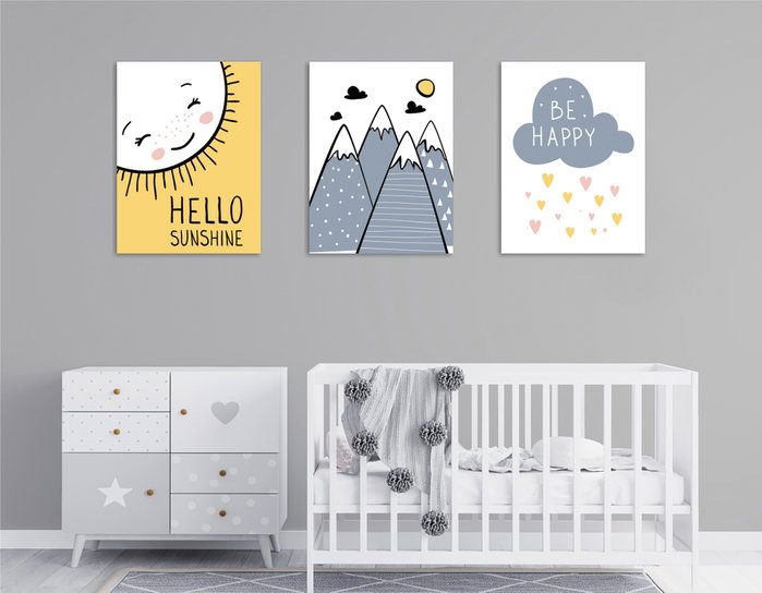 Wallity UDC04 Set de 3 Cuadros sobre Lienzo Multicolor